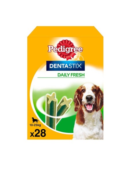 cuidado dental DENTASTIX PEDIGREE DAILY FRESH para perros de 10 a 25 kg, pack 4 bolsas x 7 piezas PEDIGREE - 1