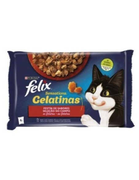 Nourriture humide pour chat Purina Felix Gelatins Sensations 4x100 gr