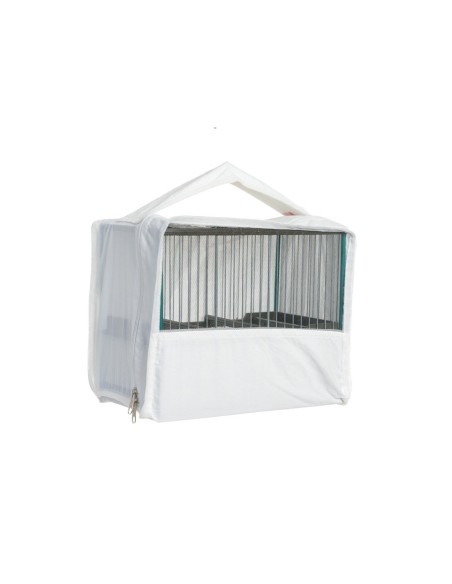 Housse de cage en tissu blanc avec grille