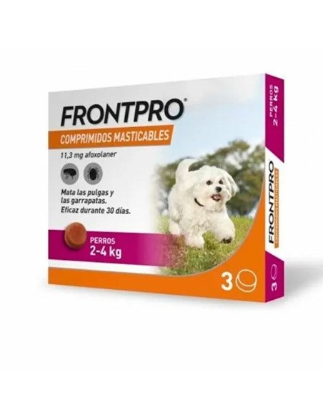 Frontpro Antiparasitario Para Perros, 3 Comprimidos Masticables 2-4 Kg (S)