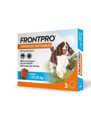 Frontpro Antiparasitario Para Perros, 3 Comprimidos Masticables de 10 a 25 Kg (L)