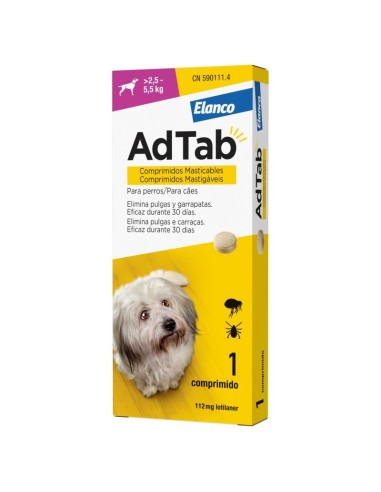 ADTAB 112 MG DOGS (2.5-5.5 KG) 1 PINK CHEWABLE TABLET