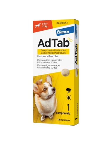 ADTAB 225 MG CHIENS (5,5-11 KG) 1 COMPRIMÉ ROUGE À CROQUER