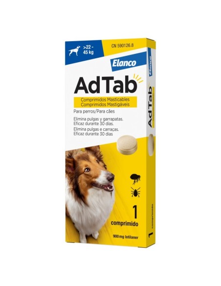 ADTAB 900 MG CHIENS (22-45 KG) 1 COMPRIMÉ BLEU À CROQUER