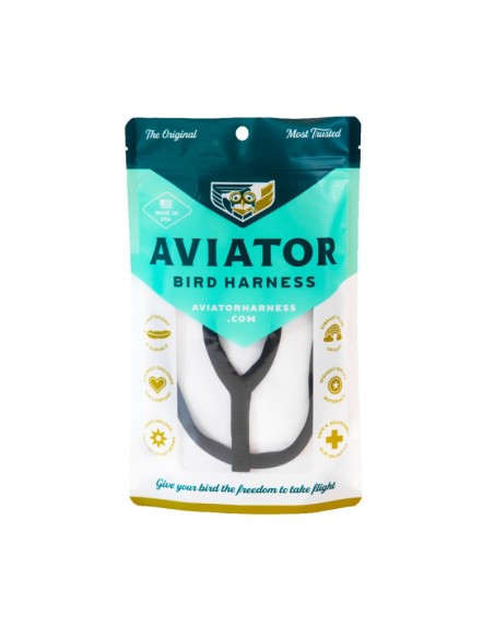 Arnes para aves THE AVIATOR negro talla PETITE 75-110 grs