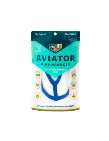 Arnes para aves THE AVIATOR azul talla XSMALL 110 - 190 grs