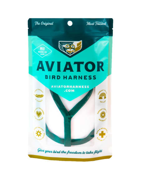 Arnes para aves THE AVIATOR verde talla XSMALL 110 - 190 grs