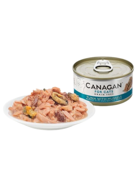 Canagan Lata para Gatos de Atún con Mejillones 12 x 75g: Comida Húmeda Natural y Sabrosa - CPA