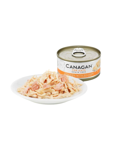 Canagan Lata para Gatos de Pollo con Salmon 12 X 75g: Comida Húmeda Natural y Sabrosa - CPA